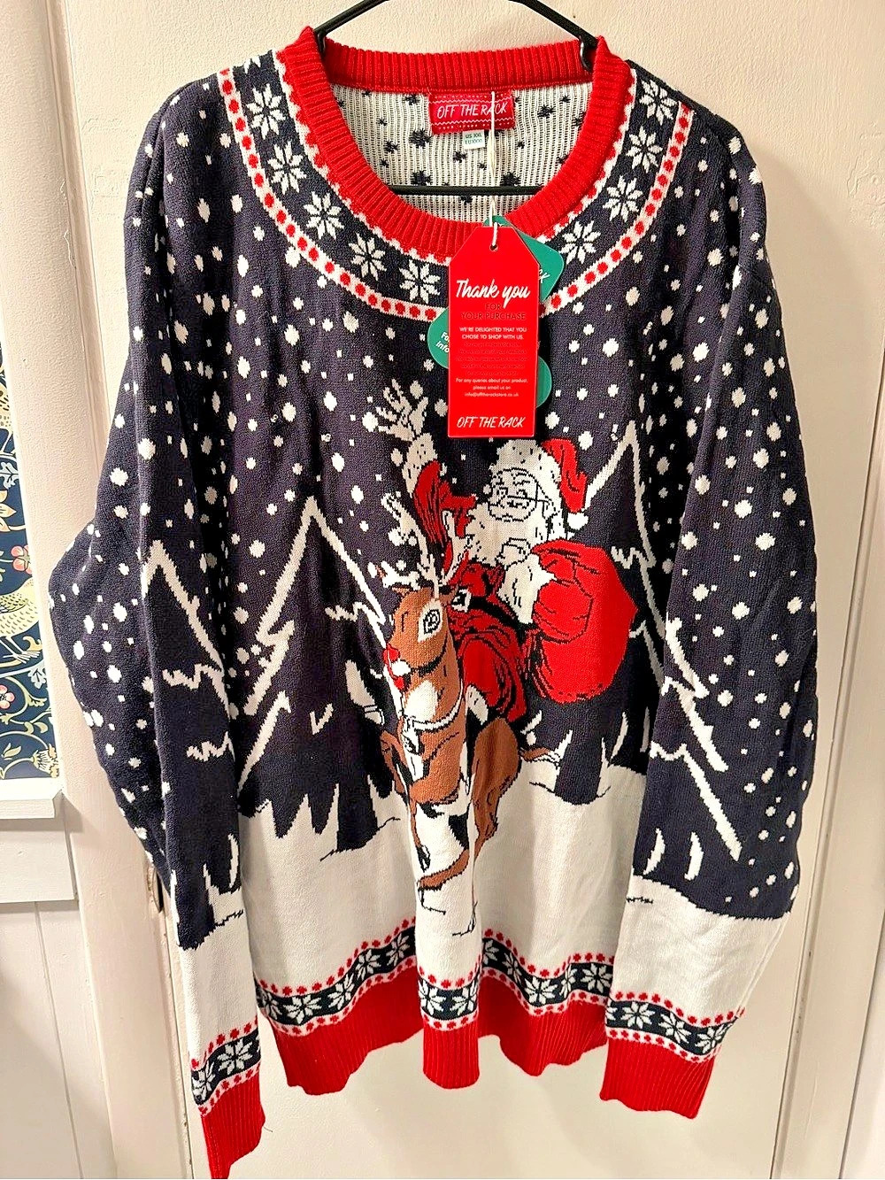 Off The Rack Santa Christmas Sweater Santa Reindeer Christmas Sweater XXL NWT